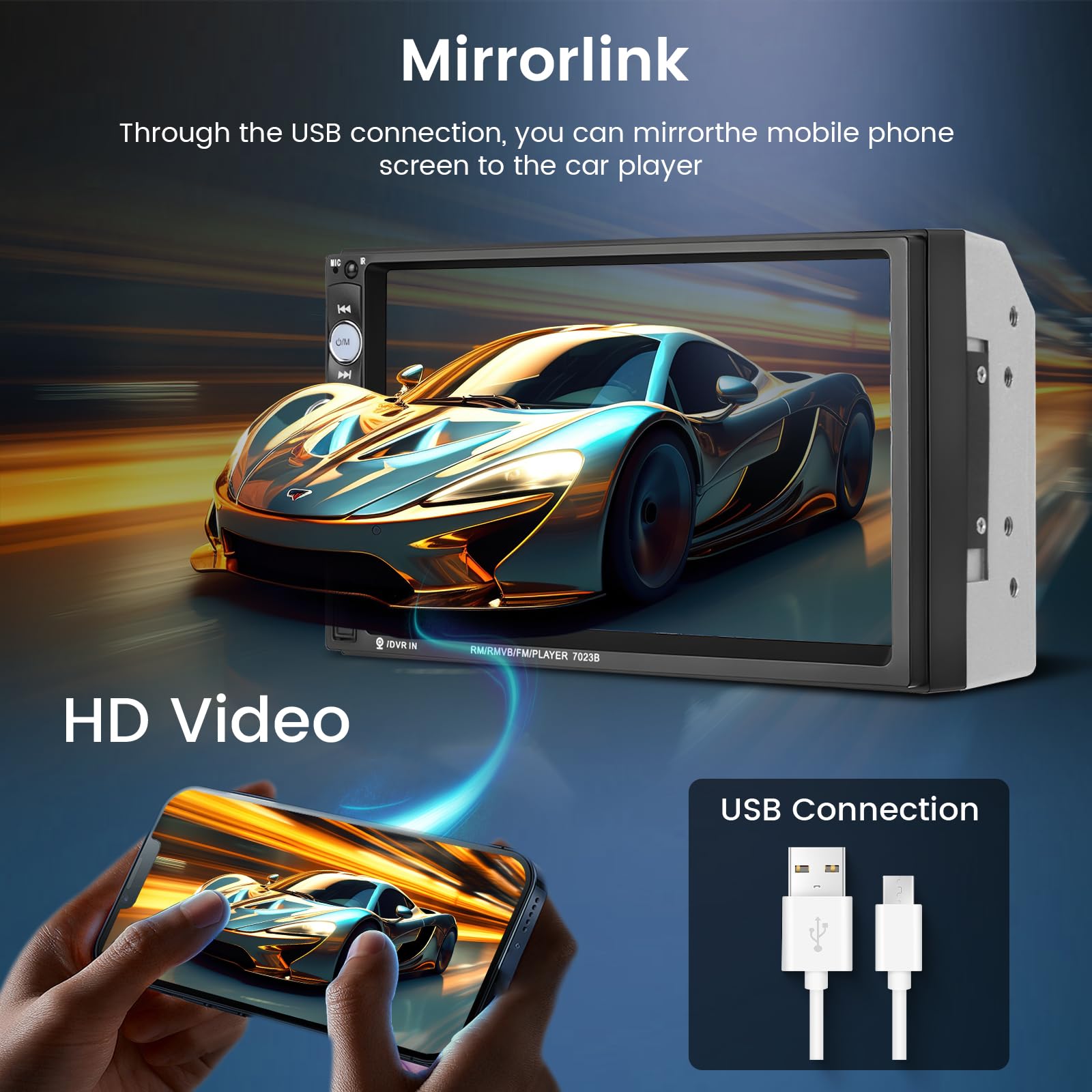 HikityダブルDinカーステレオ7インチHDタッチスクリーンMP5 Amazon.co.jp: 2 DinカーステレオBluetooth 7 インチ車のステレオ の